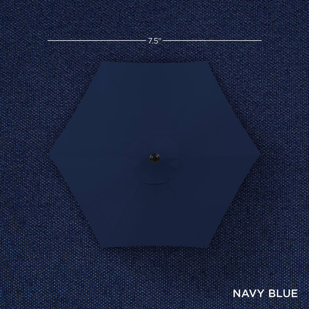 7.5 ft Heavy-Duty Outdoor Market Patio Umbrella with Push Button Tilt, Easy Crank Lift in Navy Blue 1738 -L14-1926