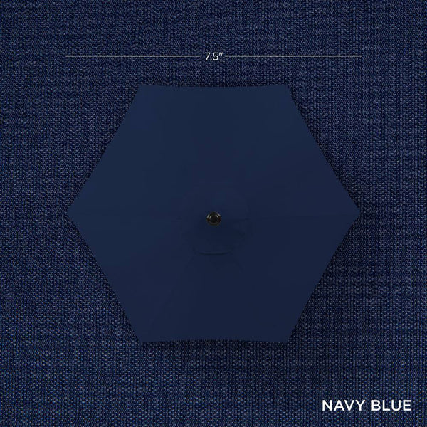 7.5 ft Heavy-Duty Outdoor Market Patio Umbrella with Push Button Tilt, Easy Crank Lift in Navy Blue 1738 -L14-1926