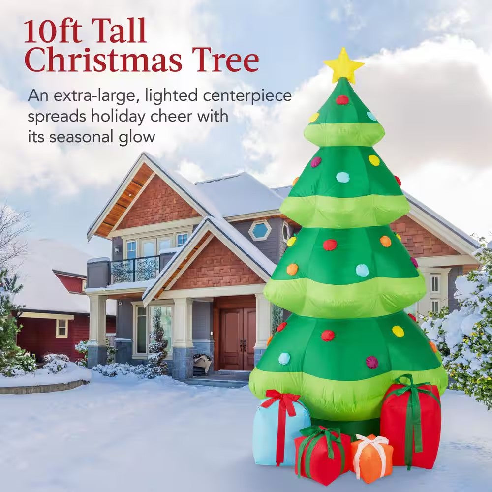 10 ft. Height by 5 ft. Width Inflatable Christmas Tree with 10 LED Lights - B4 - 461