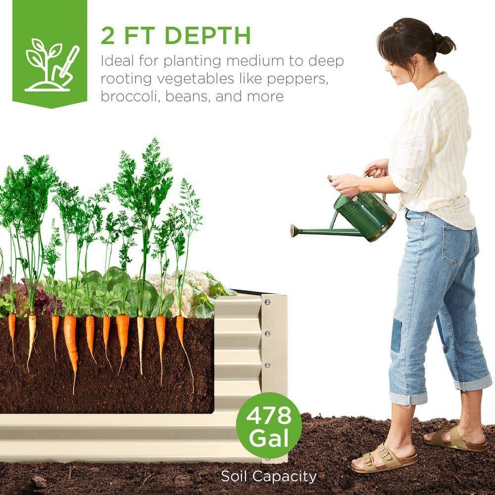 8 ft. x 4 ft. x 2 ft. Beige Outdoor Steel Raised Garden Bed, Planter Box for Vegetables, Flowers, Herbs -D10-0600