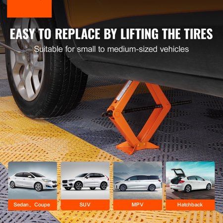 VEVOR Scissor Jack, 2.5 Ton/5512 lbs Scissor Car Jack, 3.7"-17.1" Lifting Range Scissor Lift Jack with Ratcheting Handle and L-Wrench, Portable Tire Jack for Cars Trucks Sedans MPVs - C13 - 1313