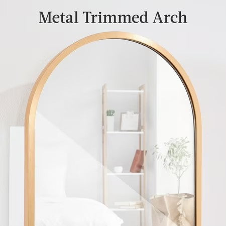 Best Choice Products Door/Wall Mounted Arch Mirror Jewelry Armoire, w/ Metal Frame, Lockable Door - Gold -G3-1964