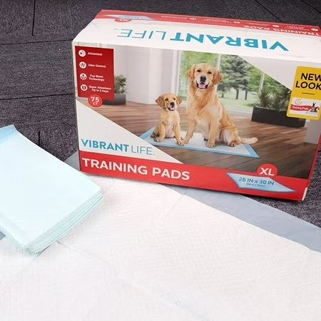 Vibrant Life Training Pads   Super Absorbent, Leak Proof, & Fast Dry Dog and Puppy Pee Pads   XL 26 in x 30 in, 75 Count - B2 - 444