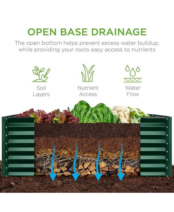 Best Choice Products 4x2x2ft Outdoor Metal Raised Garden Bed, Planter Box for Vegetables, Flowers - Green - No Size 1794