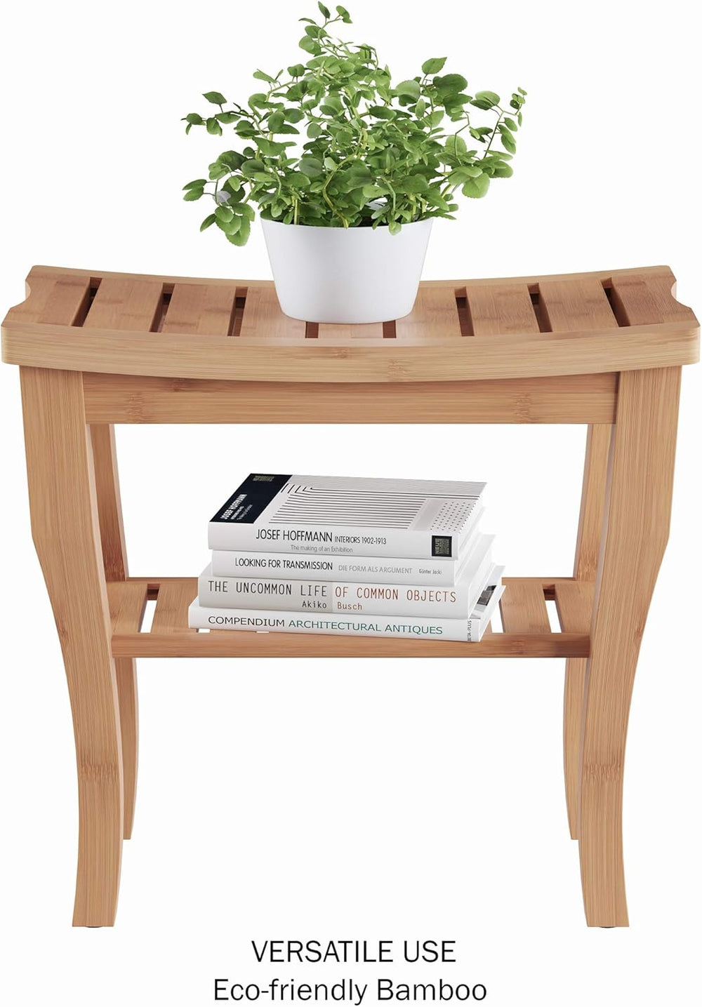 Lavish Home Shower Bench-Water Resistant Natural Eco-Friendly Bamboo with Storage Shelf for Bathroom, Spa or Sauna - E1 - 936