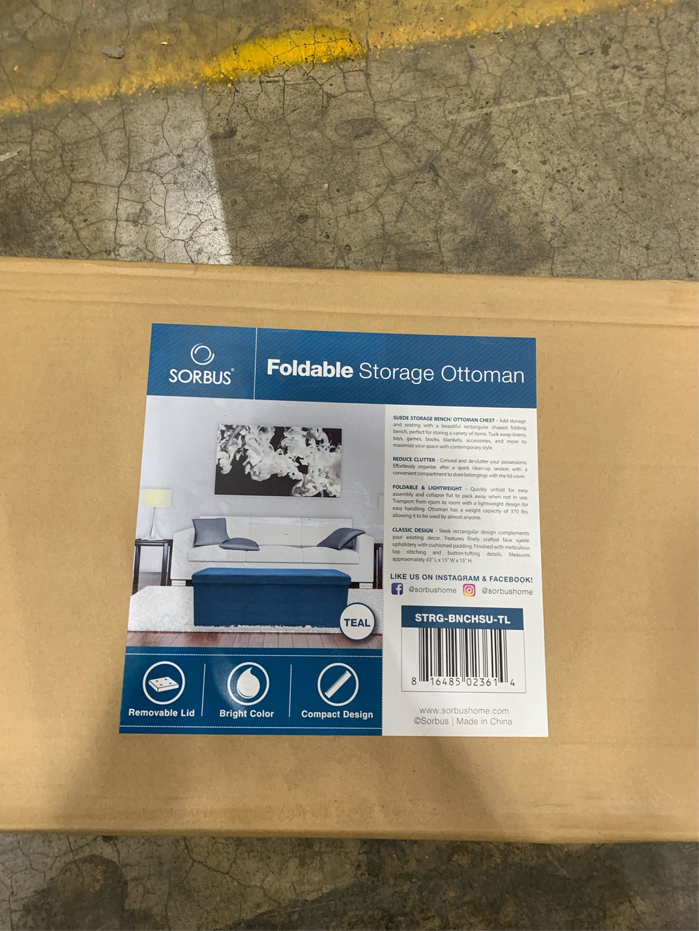 43 in. L x 15 in. W x 15 in. H Teal Collapsible Chest Fabric Bench Storage Box -C5-1058
