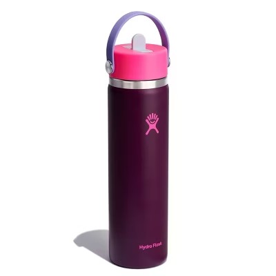 Hydro Flask 24oz Wide Mouth Flex Straw Water Bottle Sugar Plum: Vacuum-Insulated, Leakproof, Dishwasher-Safe - C7 - 1569