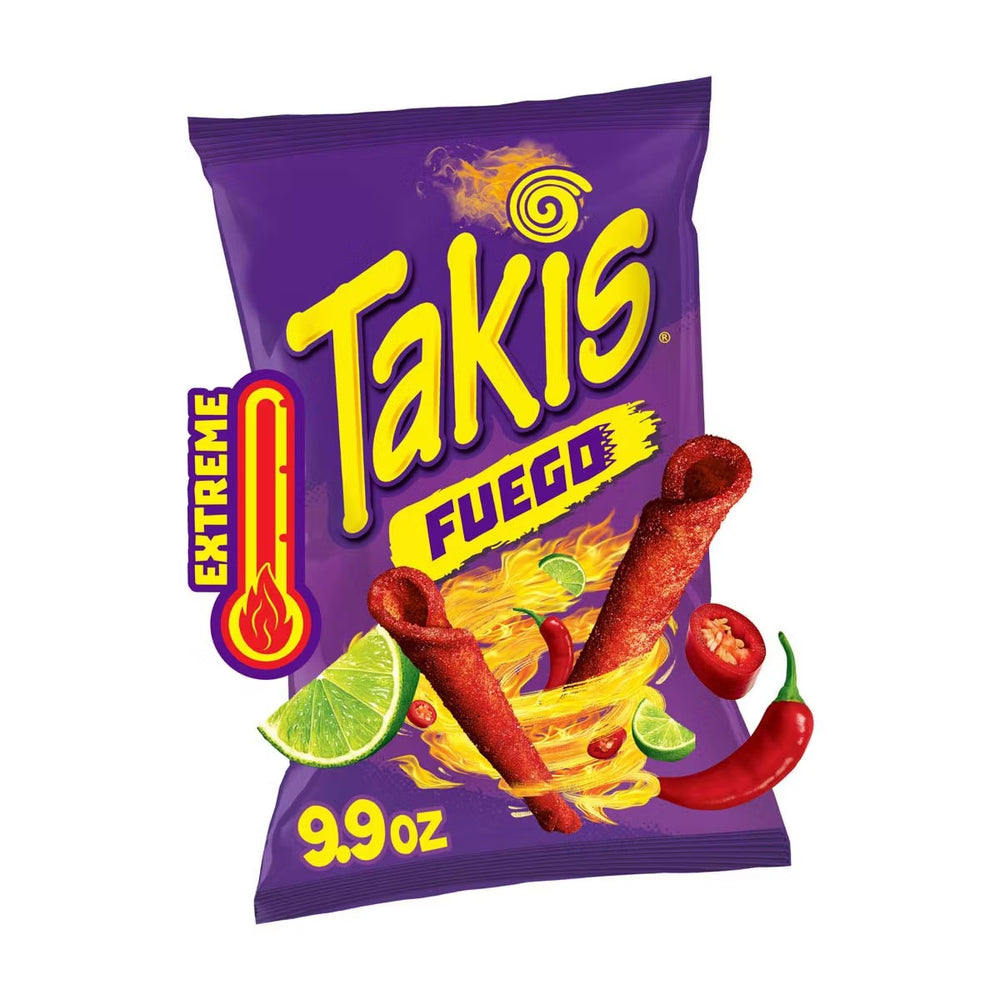Takis Fuego, Hot Chili Pepper & Lime Rolled Tortilla Chips, 9.9 oz (Qty: 3) X50