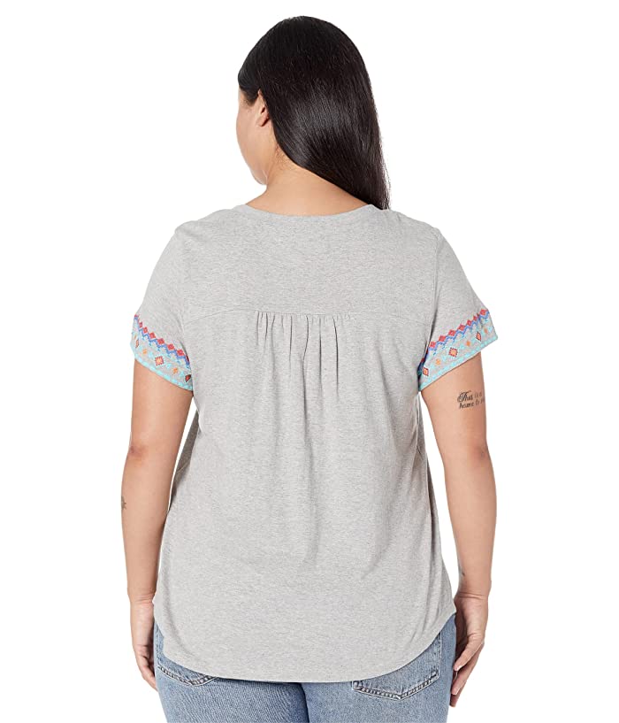 Roper Cotton Slub Jersey Short Sleeve Tee W/ Aztec Embroidery Ladies Size M - B6 - 1586