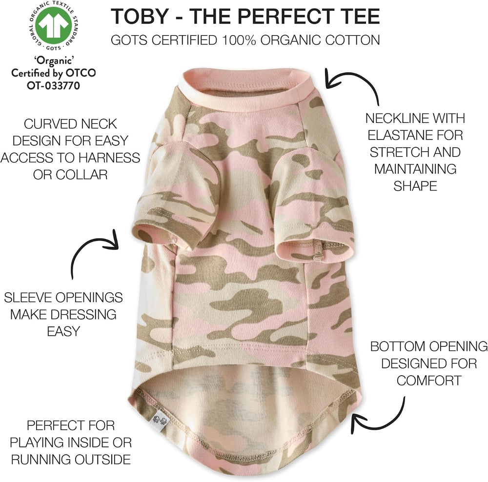 Pet Passion Toby 3-Pack 100% Organic Cotton Dog Short Sleeve T-Shirt Pet Tees for All Breeds, Pink Camo, Small (10-25 lbs) -F11-0199