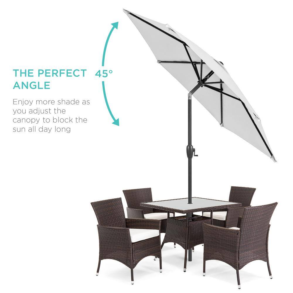 7.5 ft Heavy-Duty Outdoor Market Patio Umbrella with Push Button Tilt, Easy Crank Lift in Fog Gray - F1 - 1985