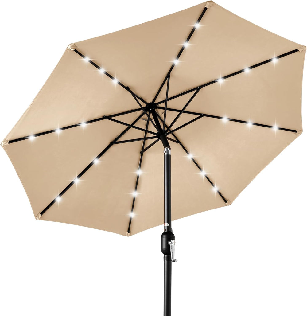 Best Choice Products 10ft Solar Polyester LED Lighted Patio Umbrella w/Tilt Adjustment and UV-Resistant Fabric 1490