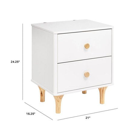 Namesake Lolly 2-Drawer Modern Wood Nightstand in White and Natural -H6-1836