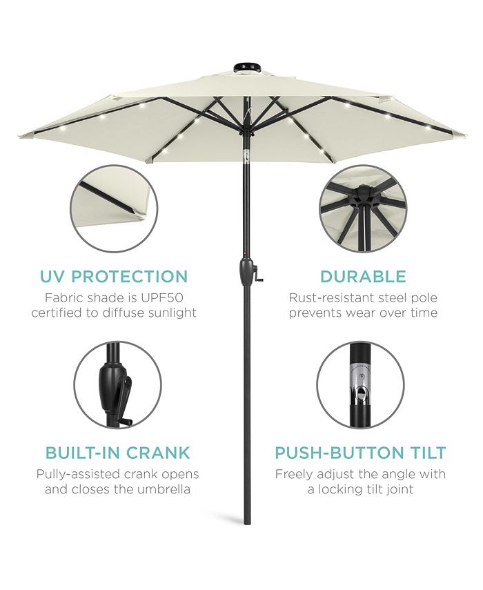Best Choice Products 7.5ft Outdoor Solar Patio Umbrella for Deck, Pool w/ Tilt, Crank, LED Lights - Ivory/Cream - No Size - E8 - 1040