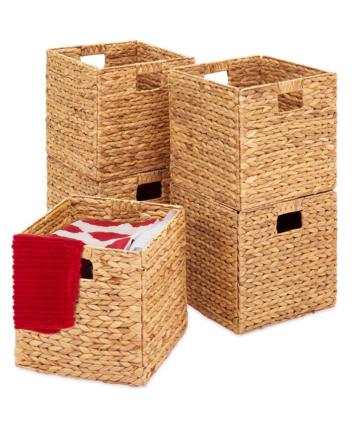 Best Choice Products 13x13in Hyacinth Storage Baskets, Set of 5 Multipurpose Collapsible Organizers - Tan/Beige -B4-0476 -B8-0086