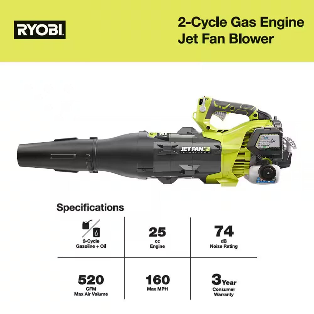 RYOBI 160 MPH 520 CFM 25cc Gas Jet Fan Blower 1678