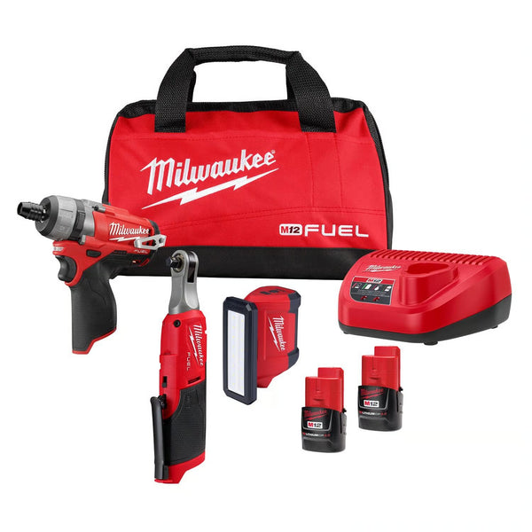Milwaukee M12 Fuel Cordless Brushless 3 Tool Drill and Driver Kit L431 - Tested and Working