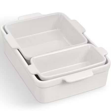 Best Choice Products 3-Piece Ceramic Bakeware Set, Stoneware Baking Dishes, Casserole Serving Set - Vanilla Buttercream -F6-1674