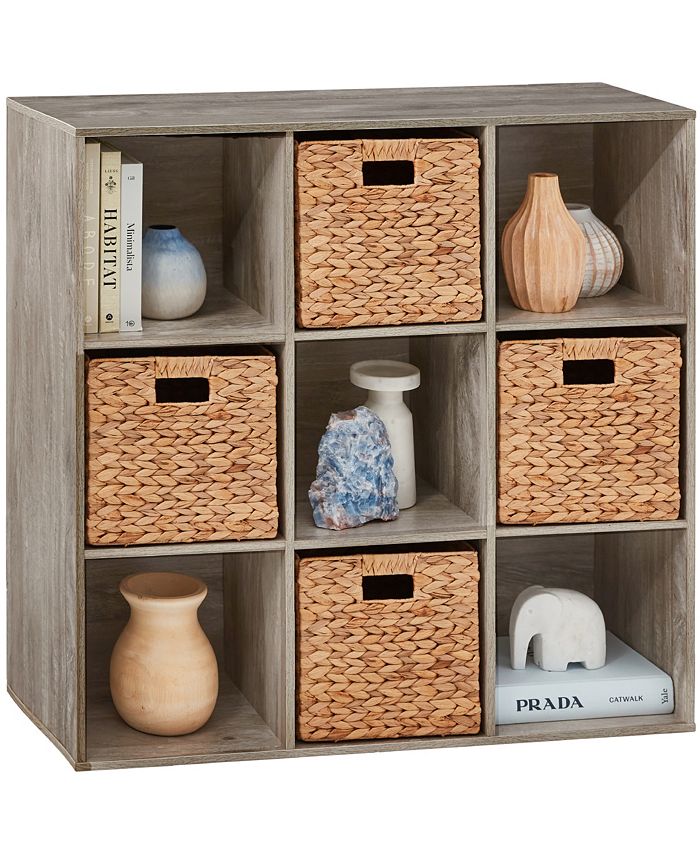 Best Choice Products 9-Cube Bookshelf, 11in Display Storage Compartment Organizer w/ 3 Removable Back Panels - Gray - G4 - 1671