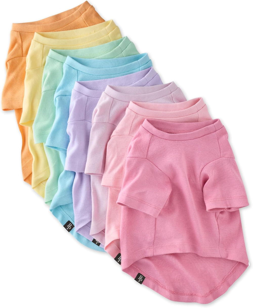 Pet Passion Toby II - The Perfect Tee, 8 Pack Short Sleeve Pet T-Shirt 100% Organic Cotton Tees Clothes for Small, Medium, Large Dogs , Rainbow Pink, Small -F12-0204