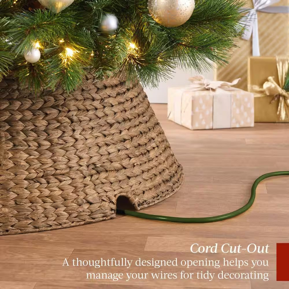 42 in. Chestnut Woven Hyacinth Christmas Cellulose Tree Collar with Cord Cut-Out - E7 - 1031