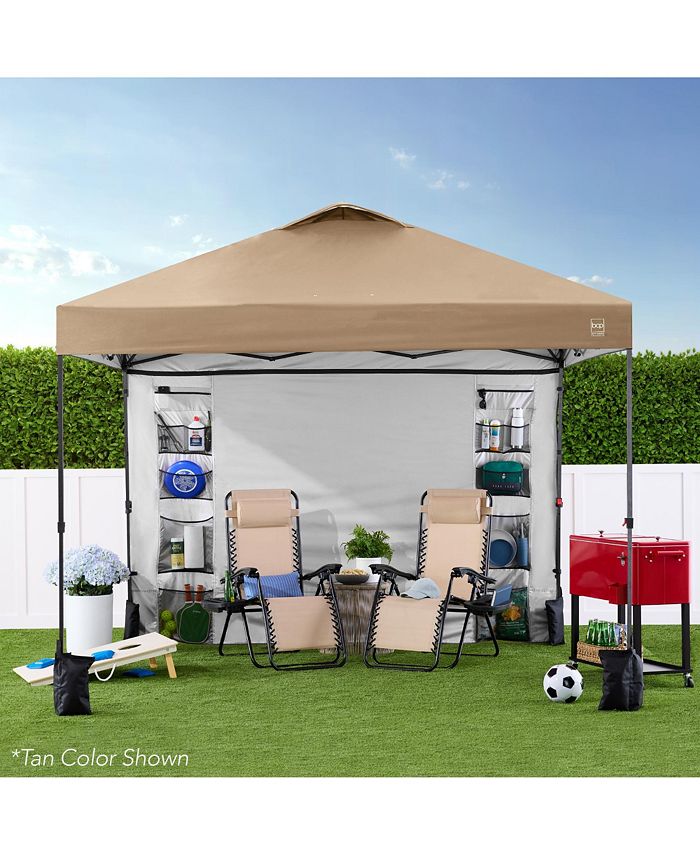 Best Choice Products 10x10ft Easy Setup Pop Up Canopy, Portable Tent w/ Side Wall, 1-Button Push, Case - Blue - K4 - 1978