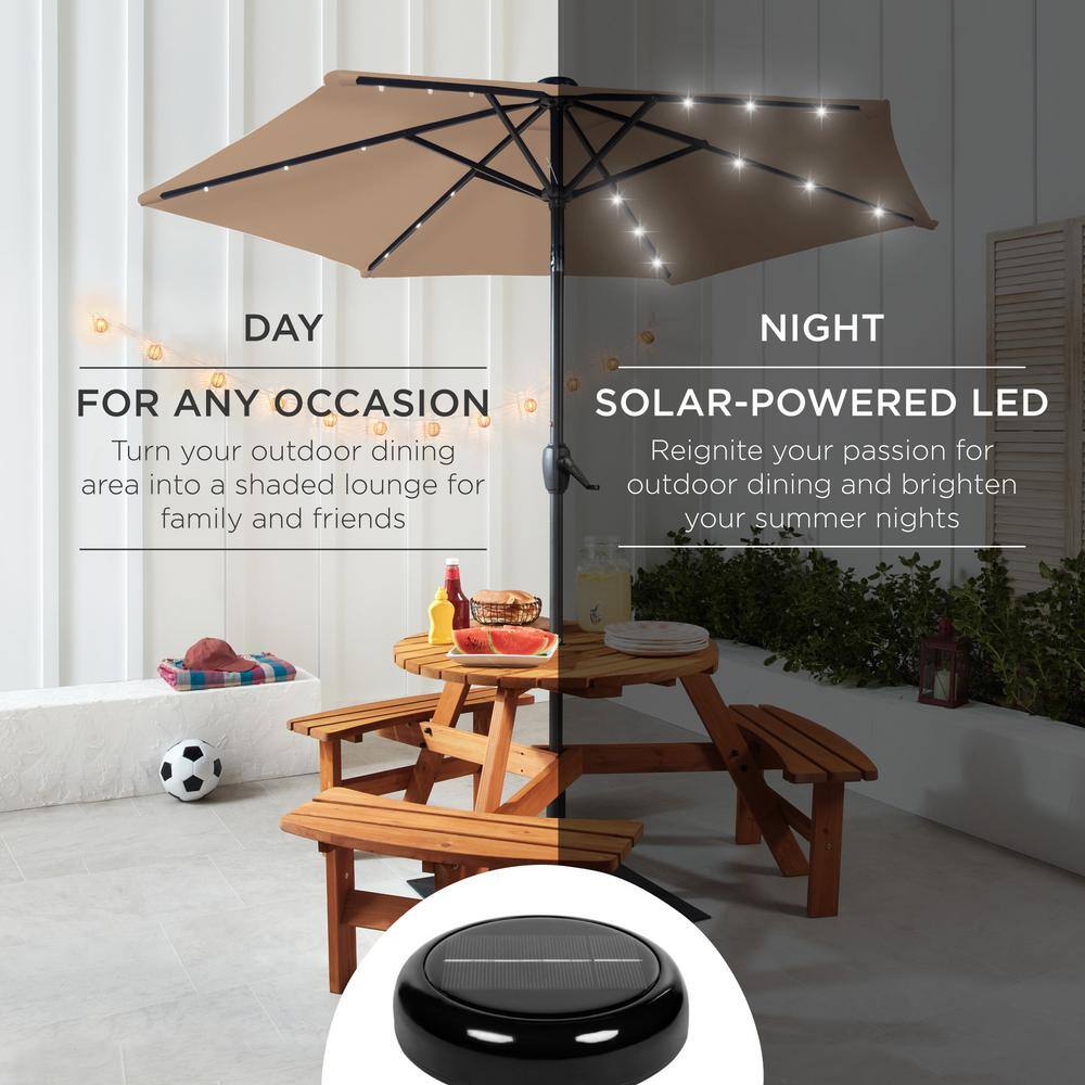 7.5 ft. Outdoor Market Solar Tilt Patio Umbrella w/LED Lights in Tan - L2 - 1922 -L14-1927