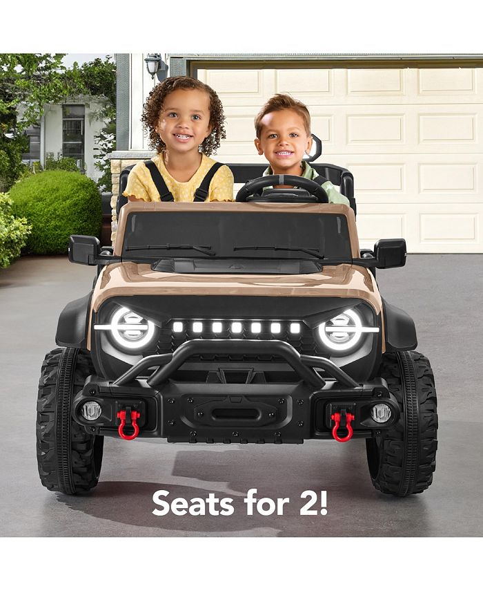 Best Choice Products Kids 24V 2-Seater Electric Ride-On Car Truck w/ Parent Control, Bluetooth, LED Lights - Tan/Beige - D4 - 1417
