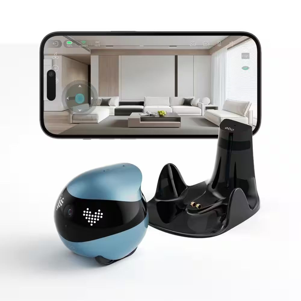 EBO Air 2 2K HD Camera, Intelligent Home Companion Robot, Whole Home Mobility, Family Interaction, Jay Blue -E8-0188