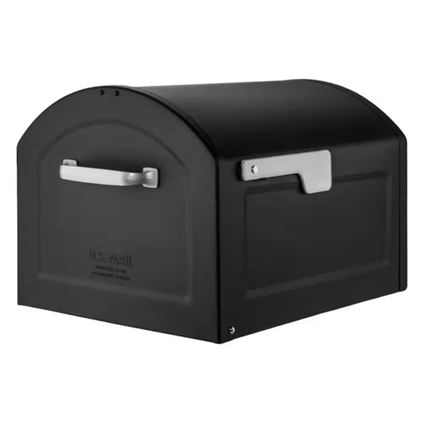 Centennial Black, Extra Large, Steel, Post Mount Mailbox with Premium Silver Handle and Flag 1888