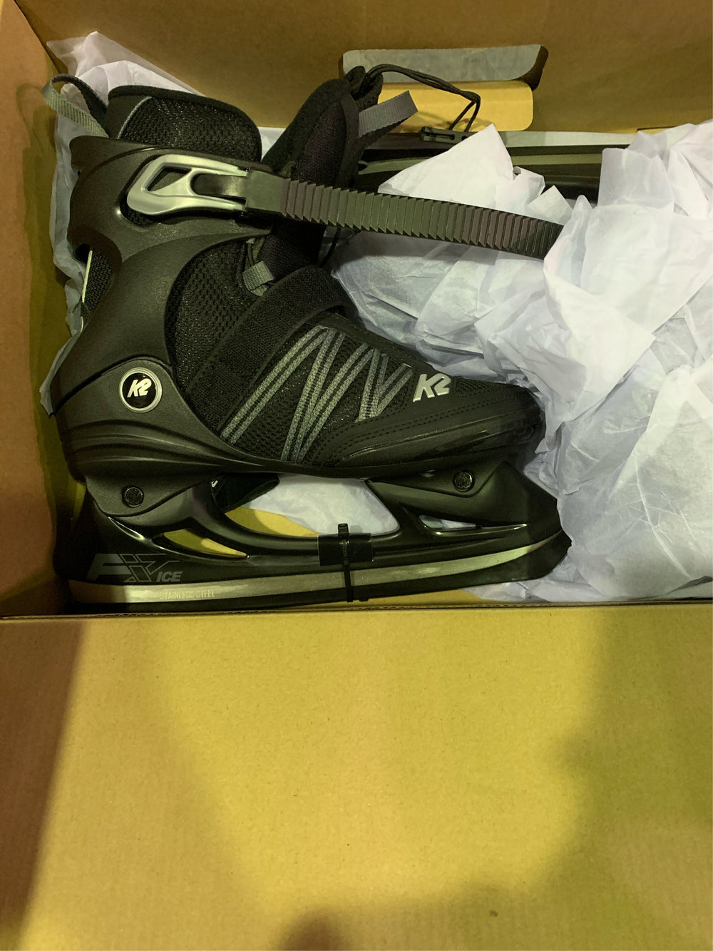 K2 F.i.t. Ice Pro Speed-Lace Water-Repellent Ice Skates with Hockey Blades -A2-0437
