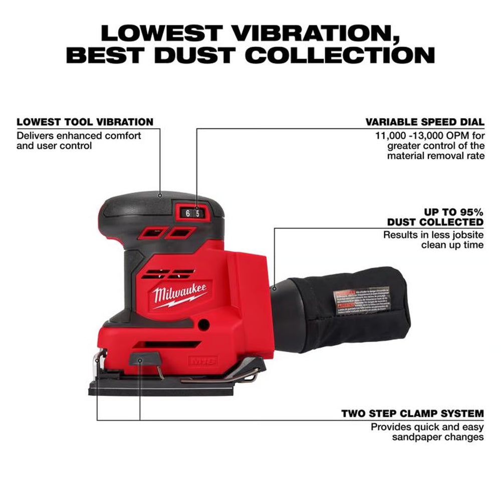 Milwaukee M18 Cordless 1/4 Sheet Orbital Finishing Sander Tool Only 1667