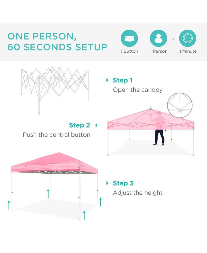 Best Choice Products 10x10ft Easy Setup Pop Up Canopy w/ 1-Button Setup, Wheeled Case, 4 Weight Bags - Multi - B2 - 1019