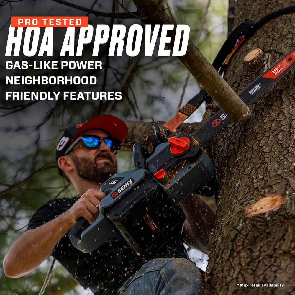 SENIX Chainsaw|60V 18" Battery Chainsaw|Brushless Electric Chainsaws|Cordless Chain Saw (tool only) |Garden Tool for Trees, Pruning, Branch Trimming, Best Gifts for Man, CSX6-M1 1448