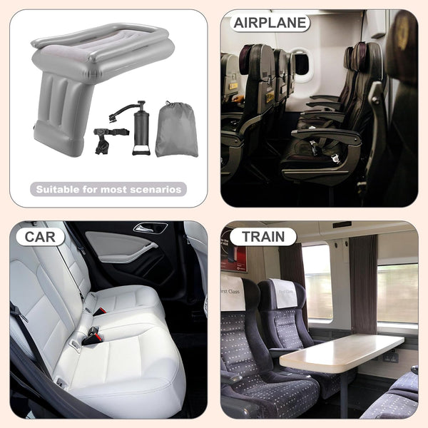 Inflatable Toddler Airplane Bed   Portable Travel Bed with Safety Bumpers, Soft Flocked Surface & Pump   Perfect for Plane, Car, Hotel & Camping 1824