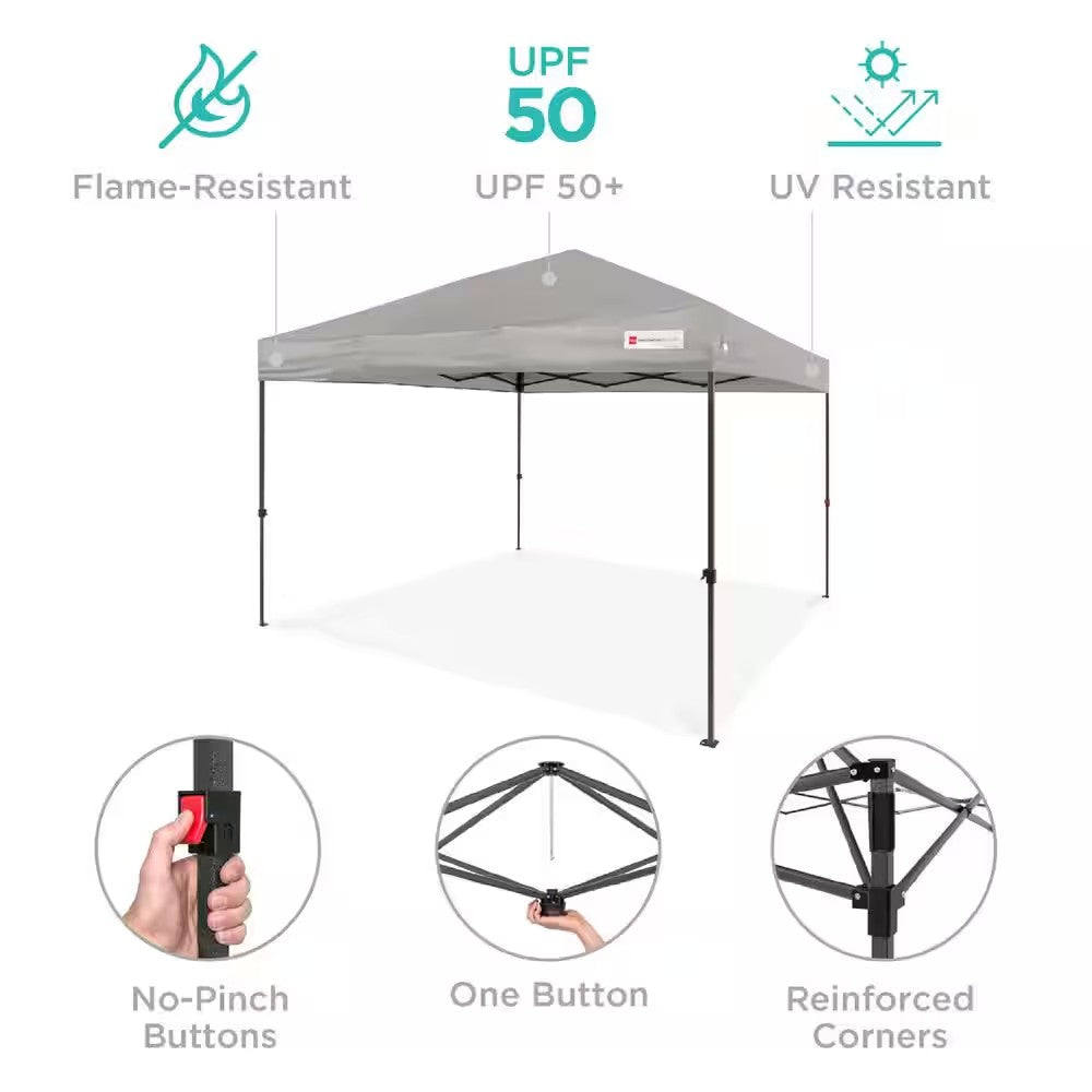 12 ft. x 12 ft. Light Gray Easy Setup Pop Up Canopy Instant Portable Tent with 1-Button Push and Carry Case - E5 - 995