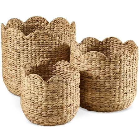 Best Choice Products Scalloped 3PC Water Hyacinth Nesting Baskets - Natural -E5-1657