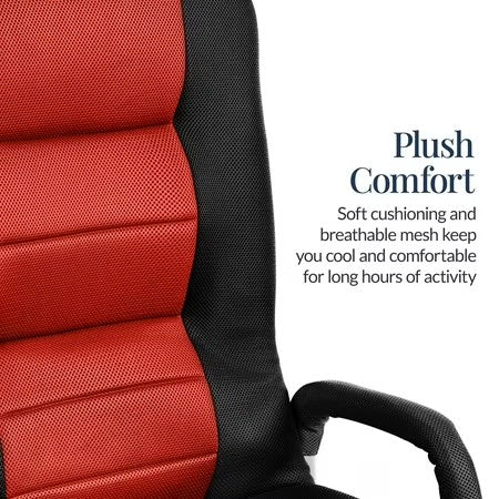Best Choice Products 360-Degree Swivel Gaming Floor Chair w/ Armrest Handles, Foldable Adjustable Backrest - Black/Red -C3-1035
