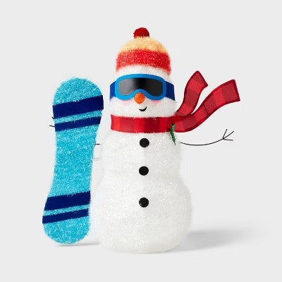 28" Incandescent Tinsel Snowman with Snowboard Christmas Novelty Sculpture Light Clear - Wondershop  1850