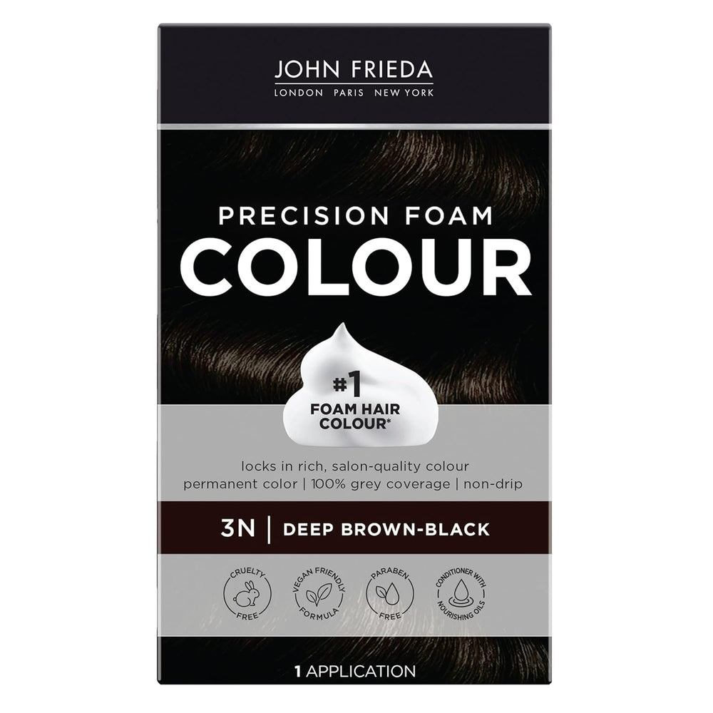 (Lot of 2) John Frieda Precision Foam Colour, Deep Brown Black 3N, Full-coverage Hair Color Kit, Anti-Fade Gray Coverage, Deep Color Saturation Hair Dye, 1 Application - L10 - 171