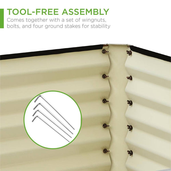 8 ft. x 4 ft. x 2 ft. Wood Grain Outdoor Steel Raised Garden Bed, Planter Box for Vegetables, Flowers, Herbs 1823