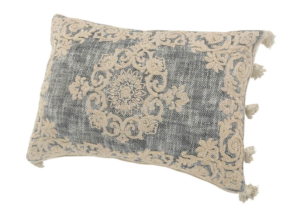 LR Home Dynasty 14-in x 20-in Gray/Ivory Indoor Decorative Pillow -E10-1879