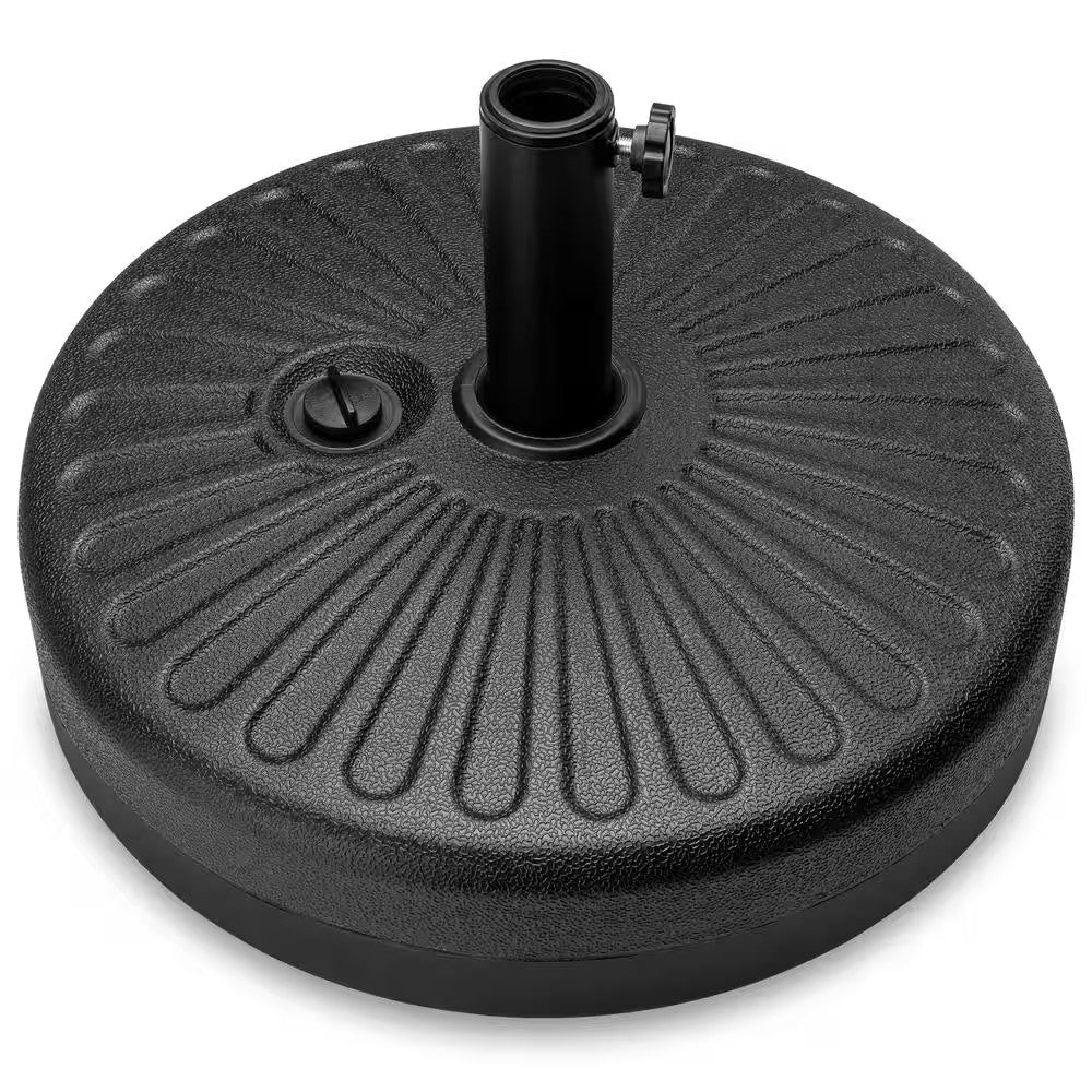 Fillable Plastic Faux Wicker Patio Umbrella Base with 2 Adjustment Knobs in Black Wicker 1801