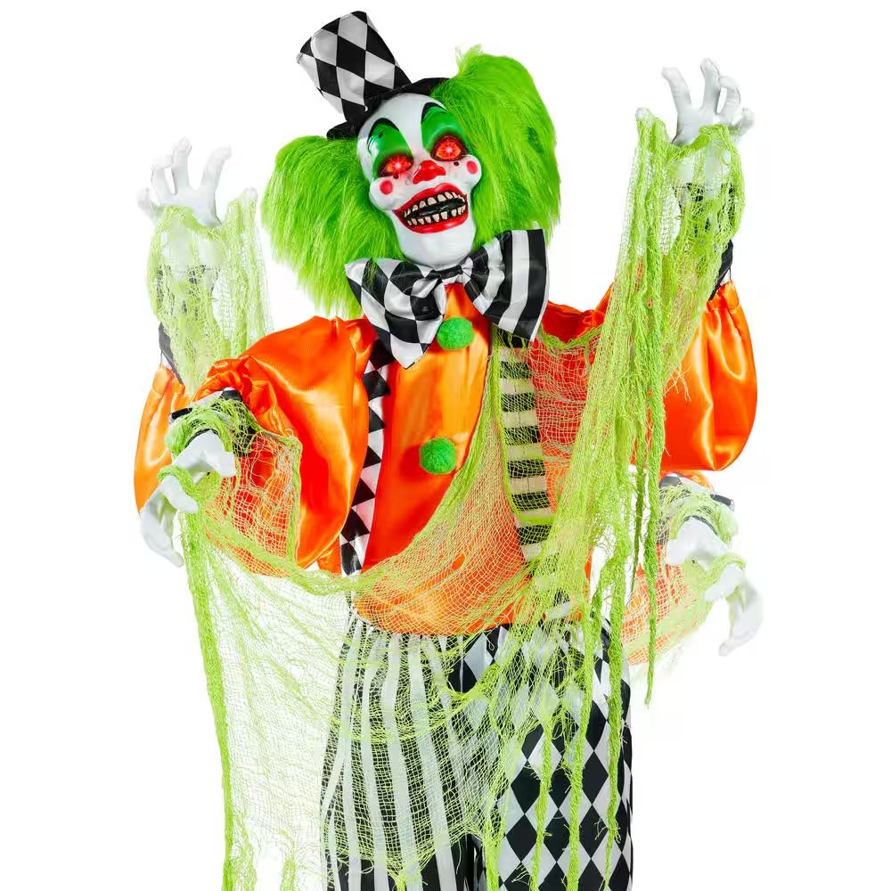 Funhouse Freddy 5.5 ft. Motion activated Animatronic Standing Killer Clown Outdoor Halloween Decoration -C5-00410
