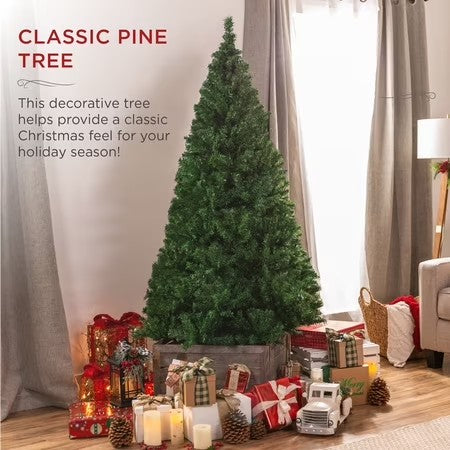 Best Choice Products 4.5ft Premium Hinged Artificial Christmas Pine Tree w/ 400 Tips, Metal Base - B5 - 466