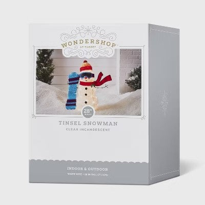 28" Incandescent Tinsel Snowman with Snowboard Christmas Novelty Sculpture Light Clear - Wondershop  1850