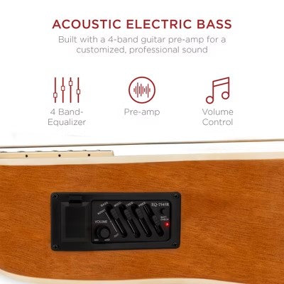 Best Choice Products 22-Fret Full Size Acoustic Electric Bass Guitar w/ 4-Band Equalizer, Adjustable Truss Rod - Natural - E10 - 1070