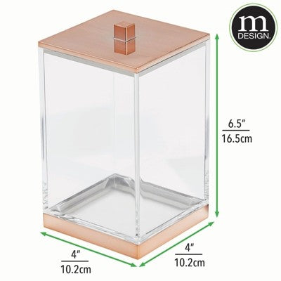 mDesign Small Apothecary Storage Jar with Labels for Bathroom - Clear/Rose Gold -K4-1448