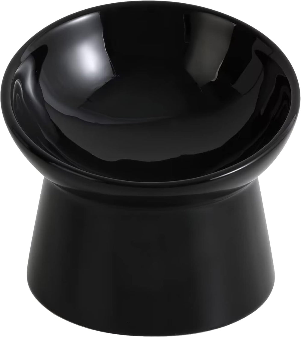 Raised Ceramic Cat Food Bowls   Tilted Elevated Anti-Vomit Cat Bowl   Whisker-Friendly Wide Shallow Feeding Dish   for Dry & Wet Food   Microwave & Dishwasher Safe -G7-0187