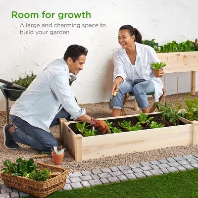 Best Choice Products 8x2ft Outdoor Wooden Raised Garden Bed Planter for Grass, Lawn, Yard - Natural - A13 - 713